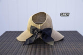 Foldable Summer Satin Bow Sun Visor Hat - Assorted Colors